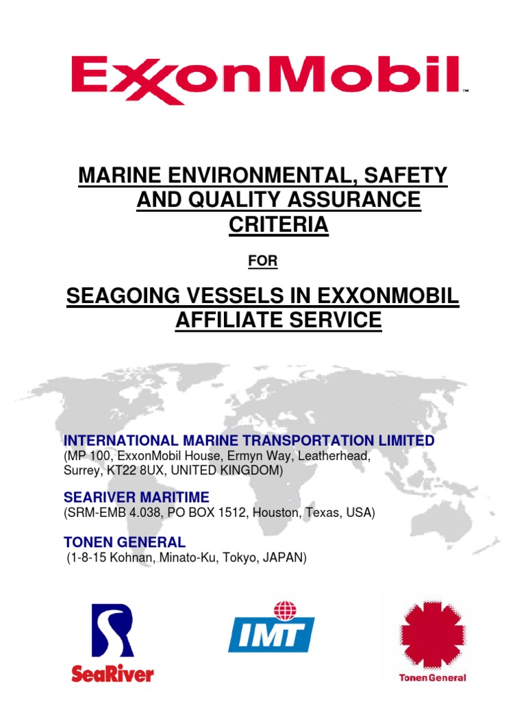 ExxonMobil Marine Safety Criteria 2010 | PDF | Oil Tanker | Ships