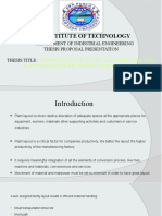 Institute of Technology: Department of Indestrial Engineering Thesis Proposal Presentation Thesis Title