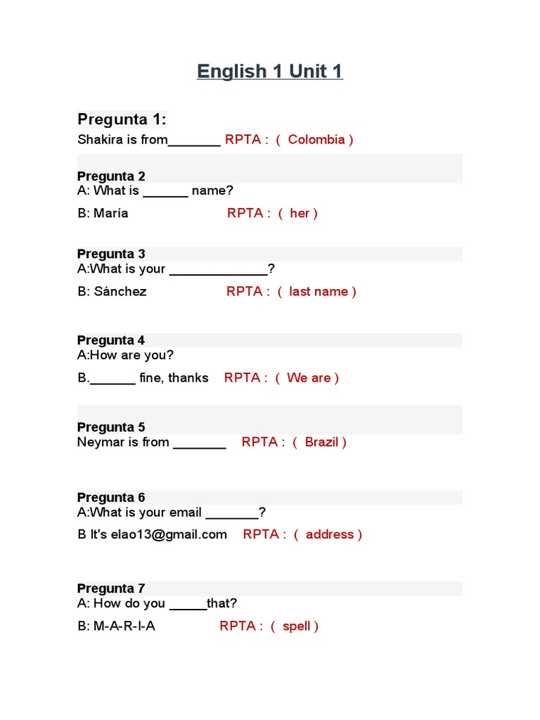 English 1 Unit (1,2,3,4,5,6,7,8) | PDF | Verb | Syntactic Relationships