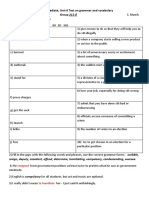 Unit 6 Test On Grammar and Vocab-Ry!