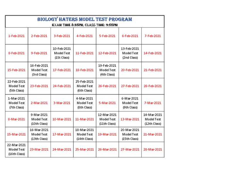 Biology Haters Model Test Program | PDF