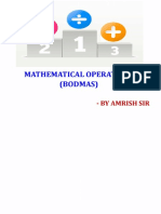 Mathematical Operations (Bodmas) : - by Amrish Sir