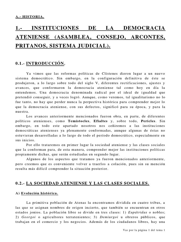 Instituciones de la Democracia Ateniense | PDF | Antiguedad clasica ...