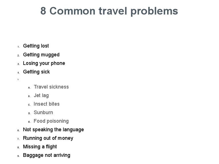 Common Travel Problemas | PDF | Home & Garden | Wellness