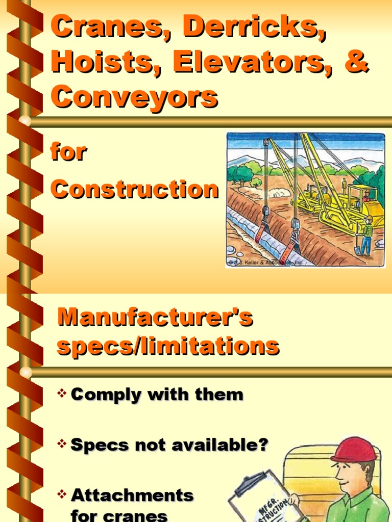 Cranes, Derricks, Hoists, Elevators, and Conveyors For Cons Download Free PDF Crane (Machine