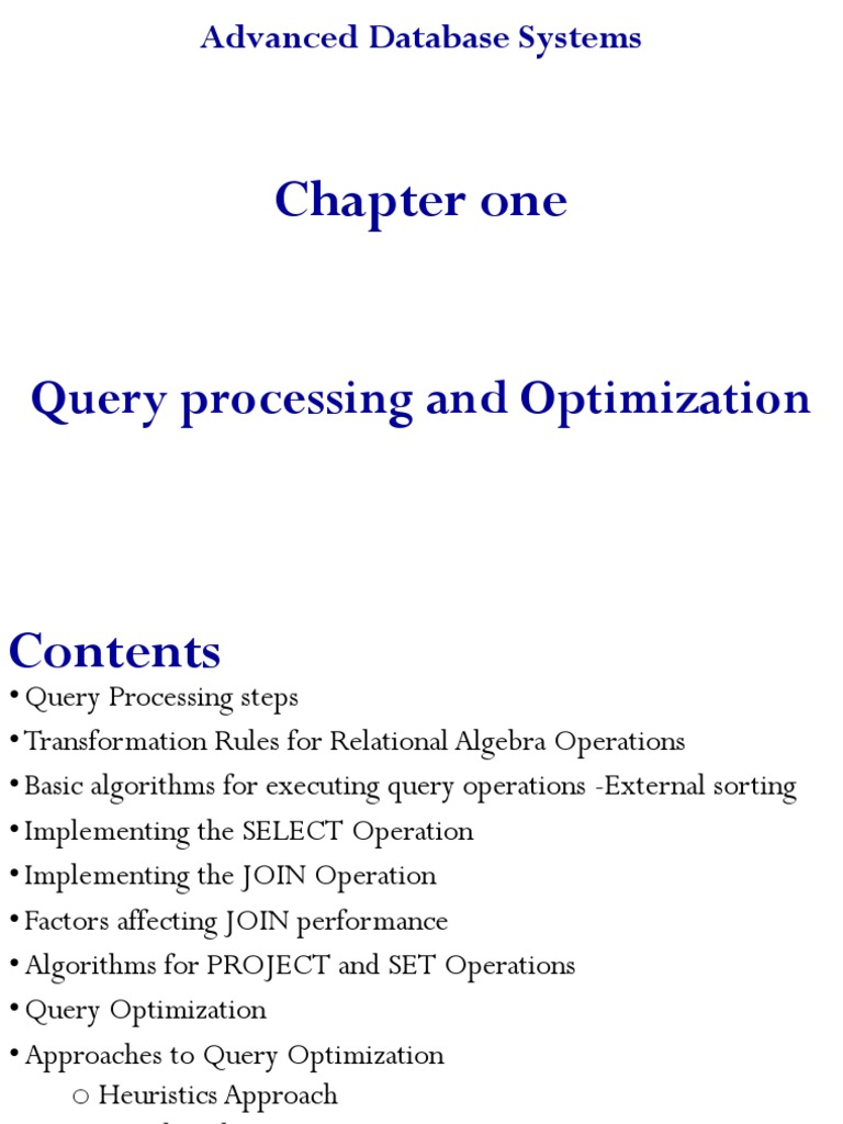 Chapter 1 Query Processing | Download Free PDF | Database Index ...