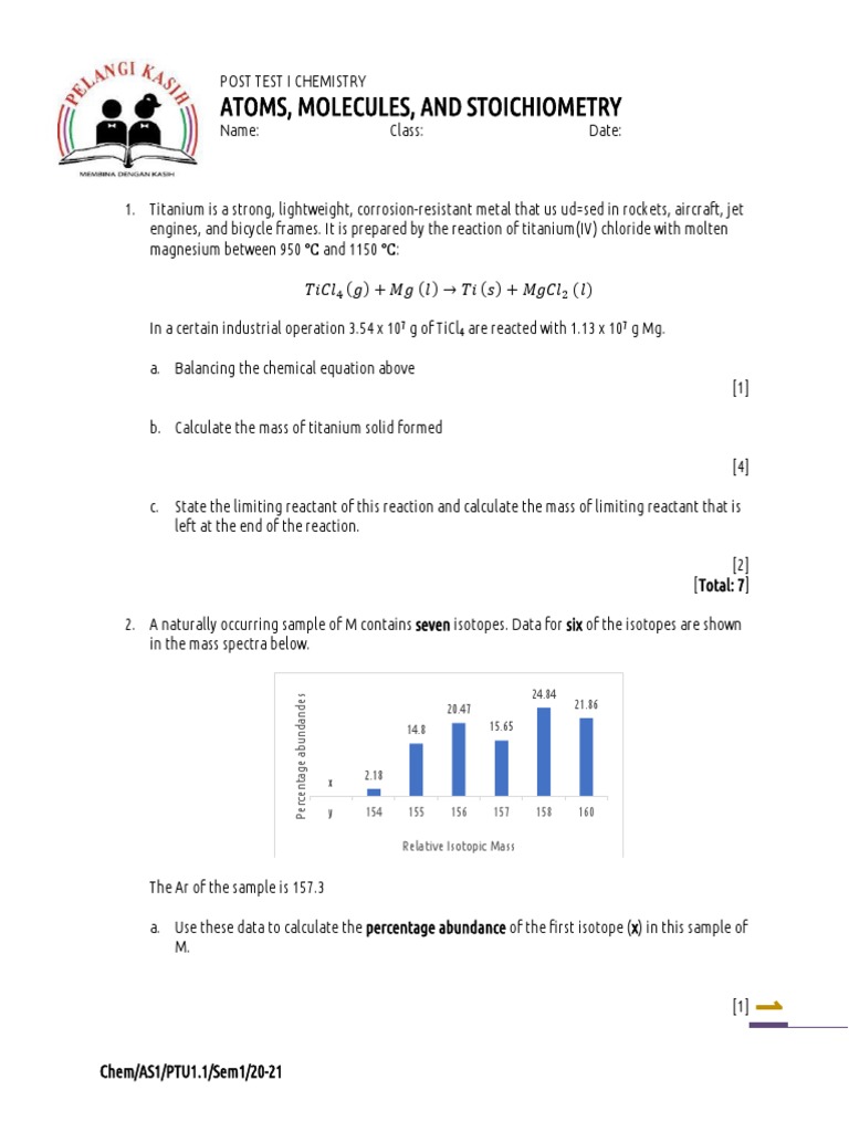 Atoms, Molecules, and Stoichiometry: Relative Isotopic Mass | PDF ...