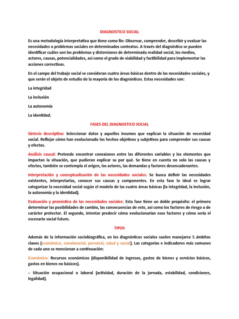 Diagnostico Social | PDF | Trabajo Social | Las emociones