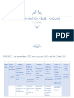 Programmation 4ème - Anglais: Année 2020/2021