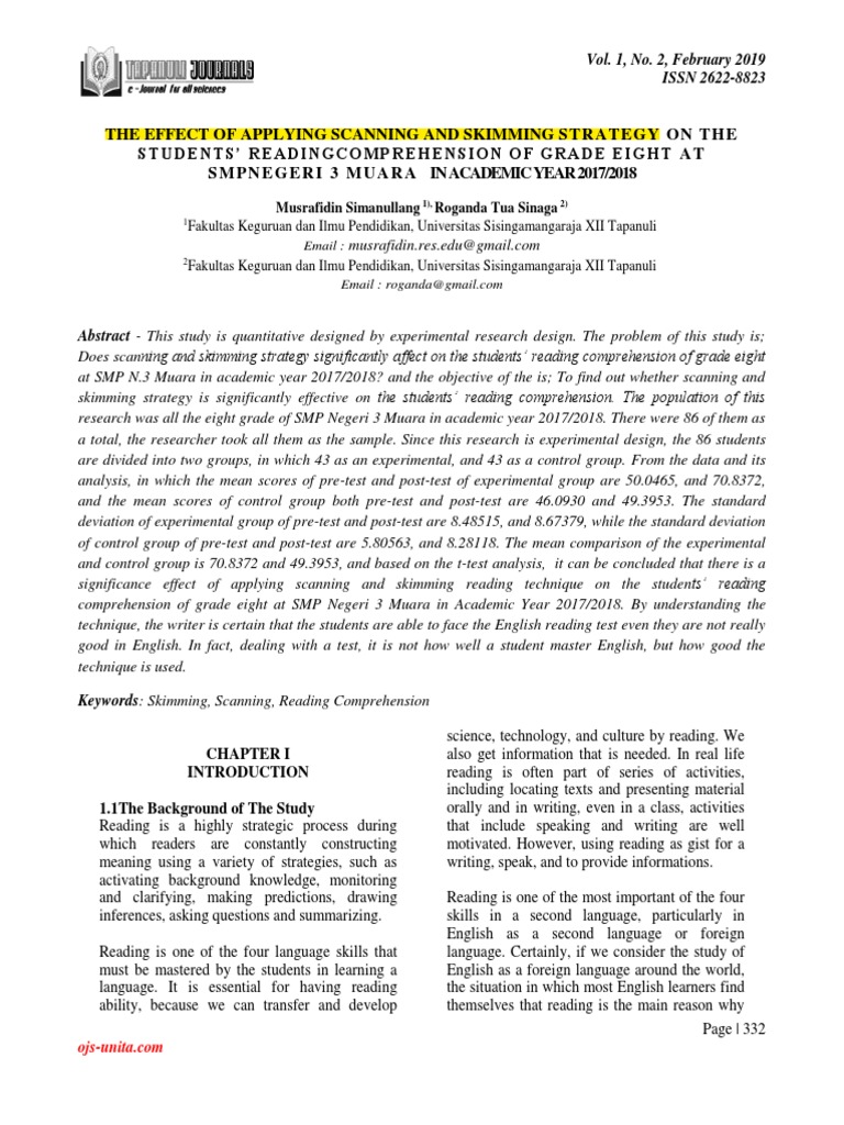 Impact of Skimming and Scanning on Reading | PDF | Speed Reading ...