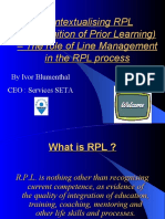 Contextualising RPL (Recognition of Prior Learning) - The Role of Line Management in The RPL Process