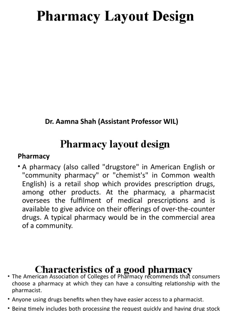 Pharmacy Layout Design Essentials | PDF | Pharmacy | Medicinal Chemistry