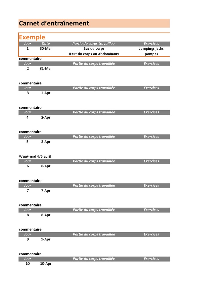 Carnet D'entrainement 6E5E | Pdf | Des Sports