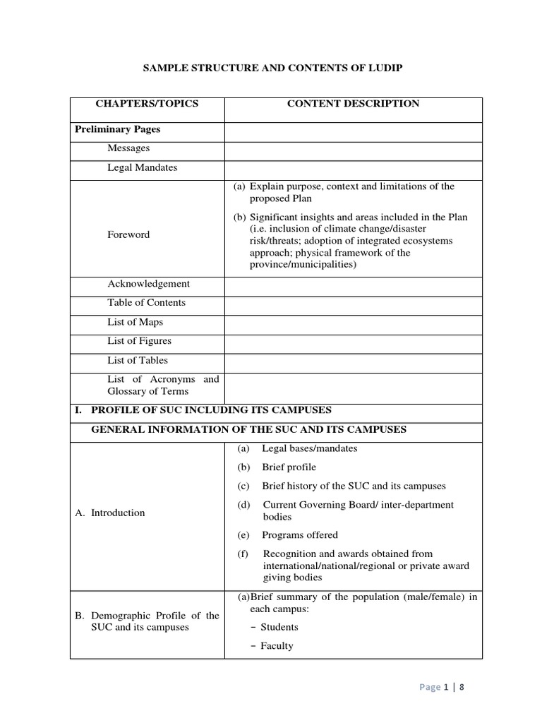 Overview of LUDIP Structure and Content | PDF | Emergency Management ...