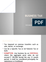 Business Tax: Value Added Tax Percentage Tax Excise Tax Documentary Stamp Tax
