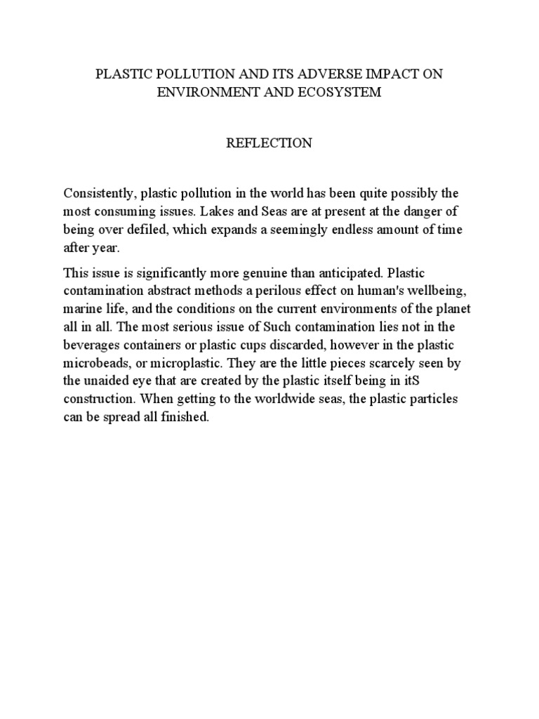 Impact of Plastic Pollution on Ecosystems | PDF