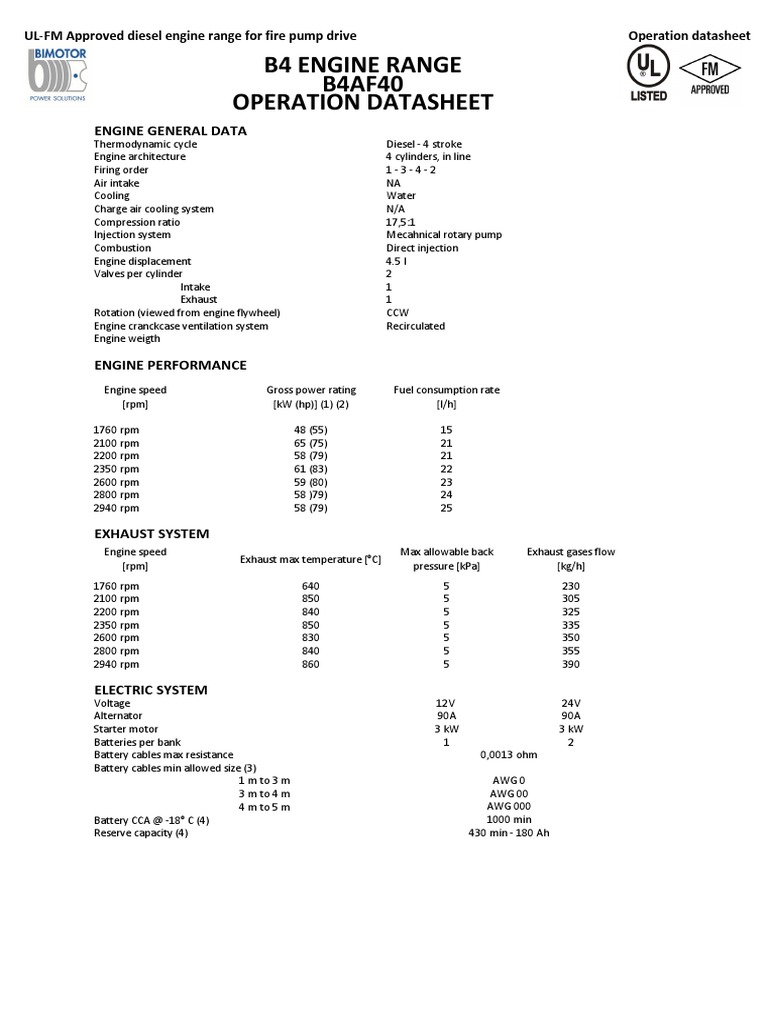 Diesel Engine Specs for Fire Pumps | PDF | Internal Combustion Engine ...