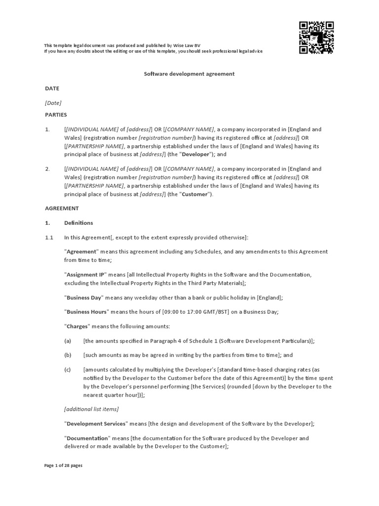 Software Development Agreement Date | PDF | Liquidation | Breach Of ...