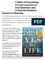 Yes To Life in Spite of Everything Viktor Frankl