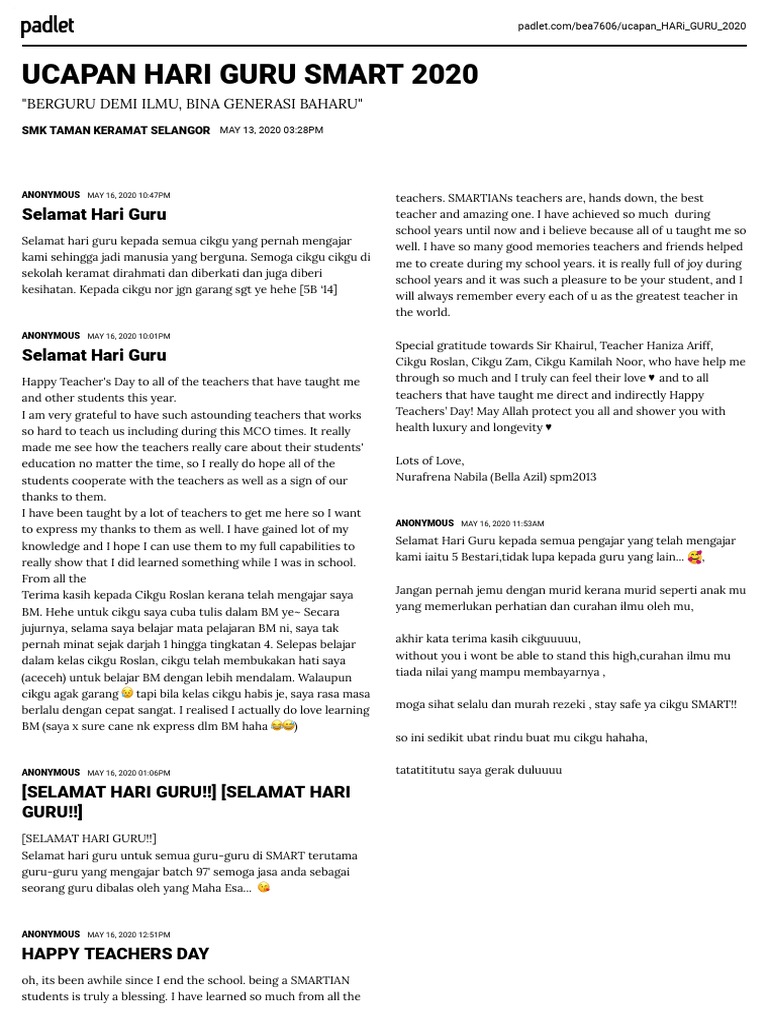 Ucapan Hari Guru 2020 Pdf Religious Behaviour And Experience Religion And Belief