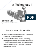 PHP Internet Technology II Lecture (4) Test the value of a variable and functions