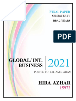 Global/ Int. Business: Final Paper