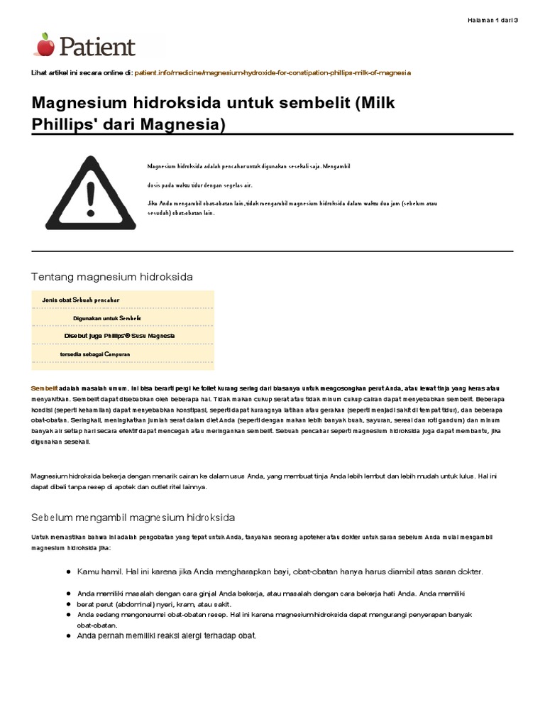 UK Patient Magnesium Hydroxide For Constipation Medication Leaflet En