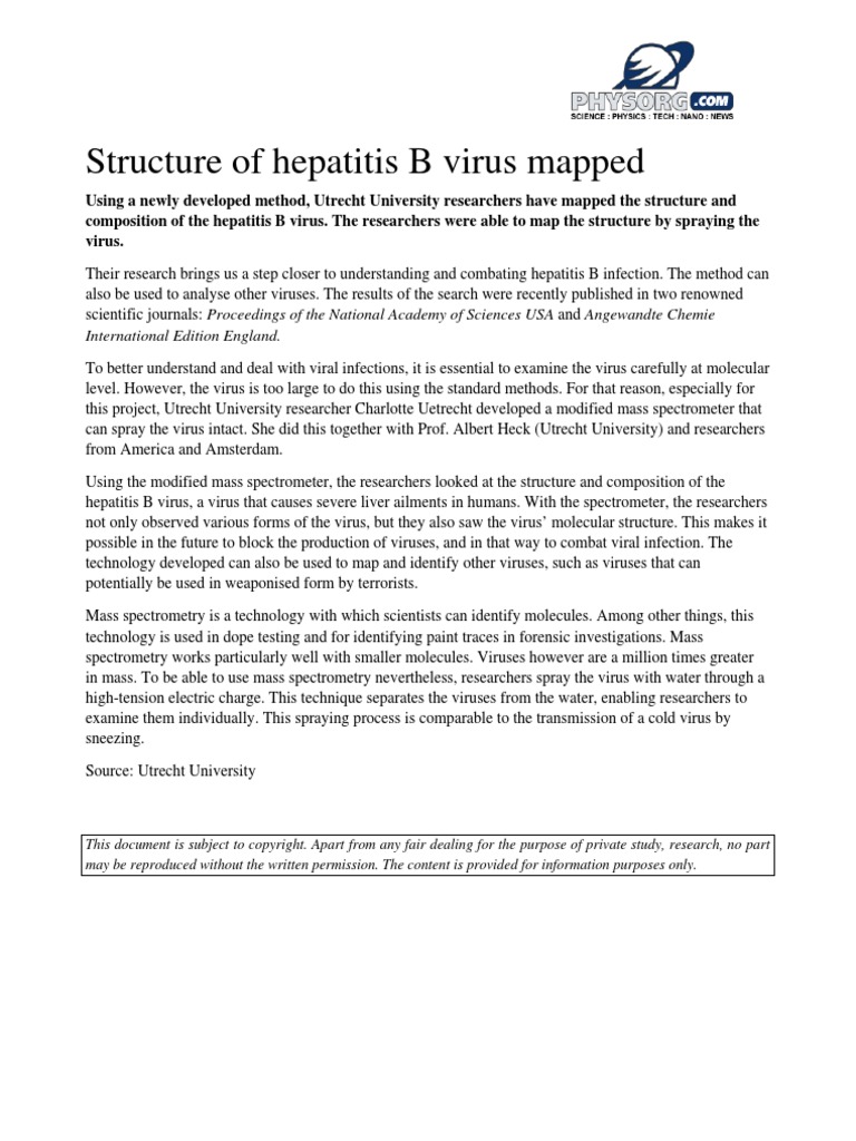 136454412-Structure of Hepatitis B Virus Mapped | PDF | Virus | Mass ...