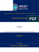 Department of Sociology: Mirpur University of Science and Technology (Must), Mirpur