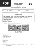 Colégio XIX de Março 2a Prova Substitutiva de Inglês