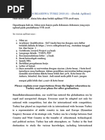 Letter of Intent Beasiswa Turki
