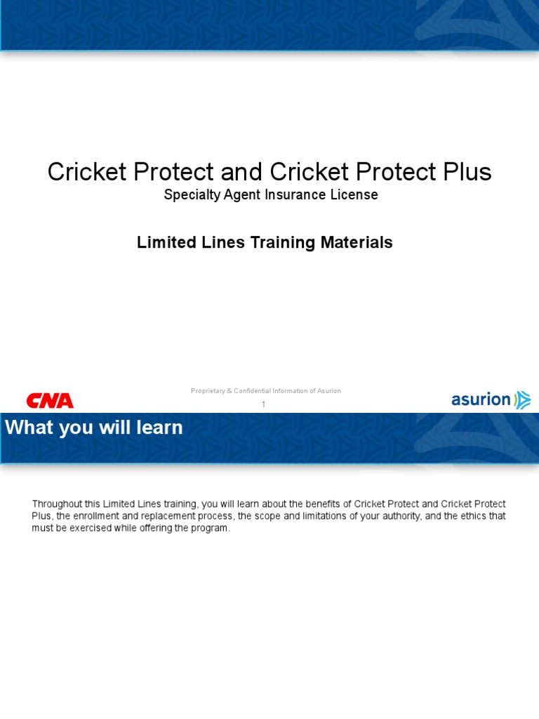 Cricket Limited Lines Training Asurion Legal 02272020 PDF