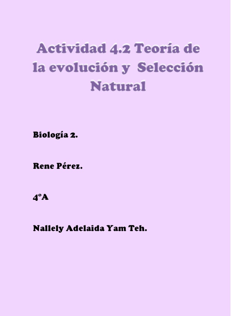Actividad 4.2 Teoría de La Evolución y Selección Natural | PDF ...