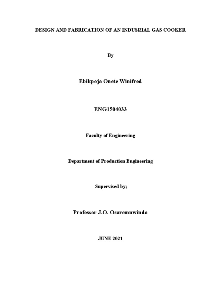 Industrial Gas Cooker Design and Fabrication | PDF | Aluminium ...