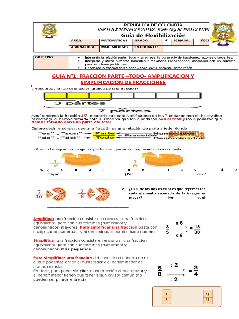 Guía de Fracciones para Quinto Grado | PDF | División (Matemáticas ...