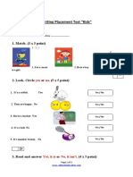 Writing - Oral Test - LEVELS 1-2