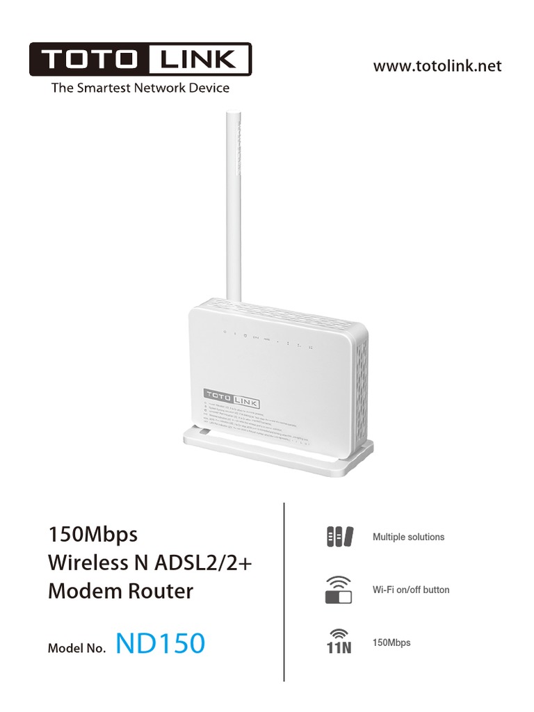 150Mbps Wireless N ADSL2/2+ Modem Router: Model No | PDF | Wi Fi ...