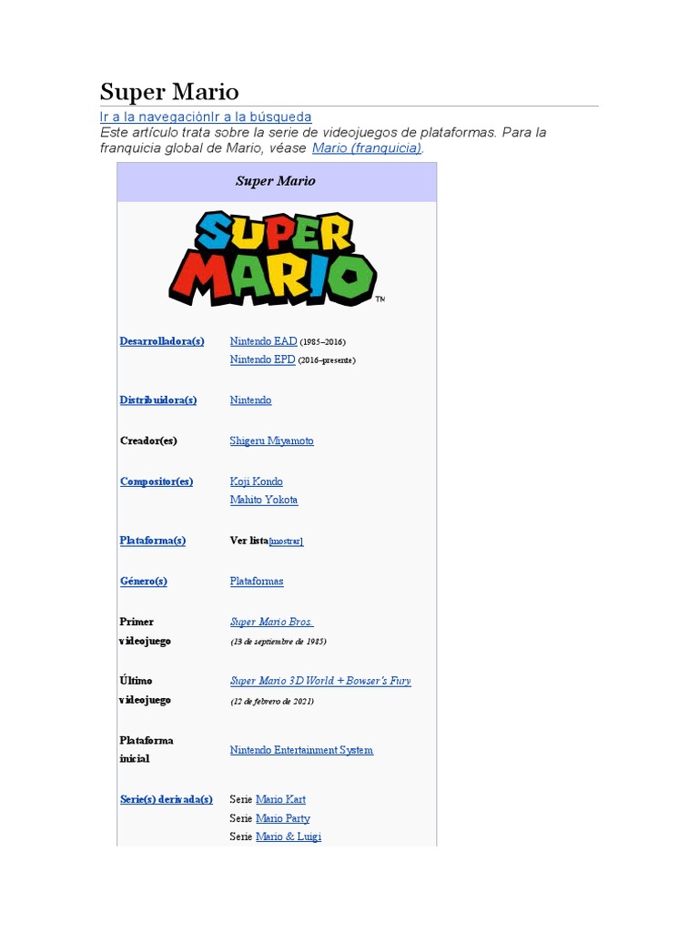Super Mario | PDF | Mario | Nintendo