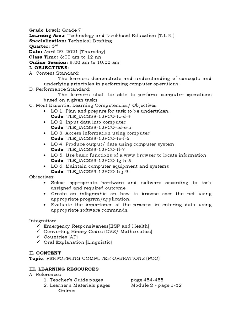 Performing Computer Operations in TLE | PDF | Modular Programming ...