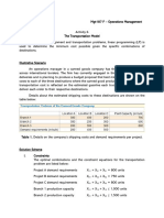 Assignment and Transportation Model (Linear Programming Minimization Approach) - Operations Management