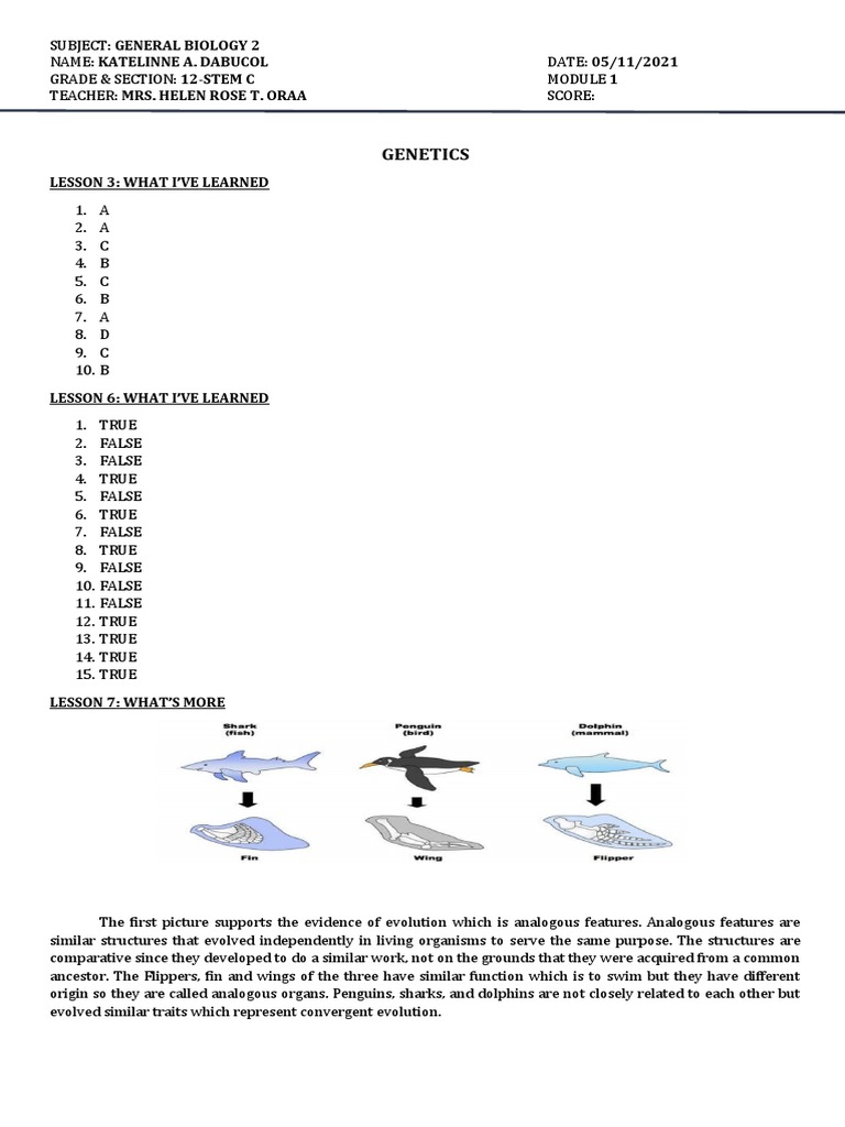 General Biology 2: Genetics & Evolution Insights | PDF | Homology ...