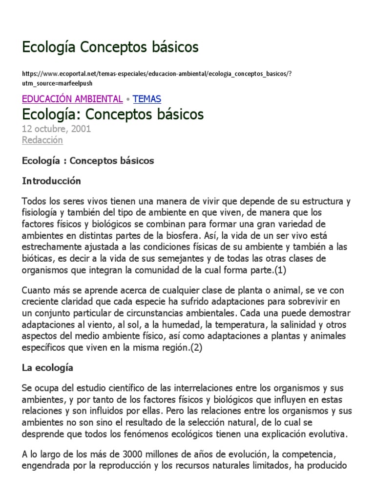 Conceptos Básicos de Ecología | PDF | Ecología | Organismos