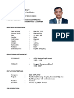 Alex G. Pacalangot: Position Desired: Finishing Carpenter Formworks Carpenter