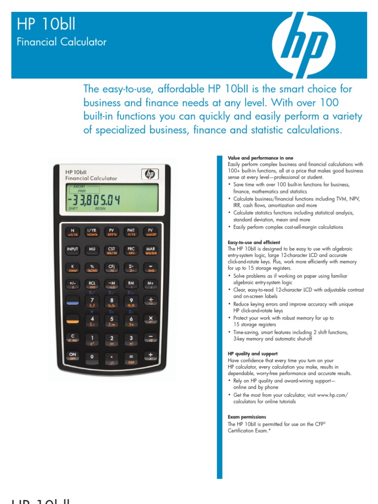Calculadora Financeira Hp 10bii Pdf Calculator Statistics