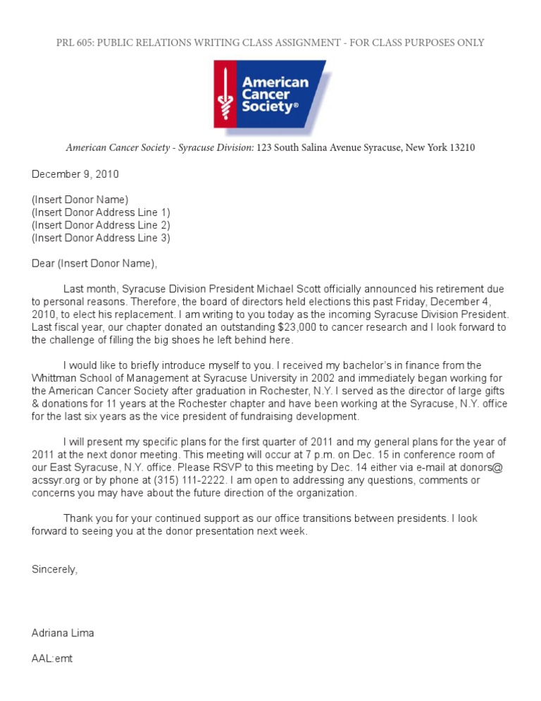 ACS Donor Letter | PDF