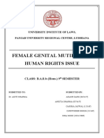 Female Genital Mutilation: Human Rights Issue: University Institute of Laws, Panjab University Regional Centre, Ludhiana