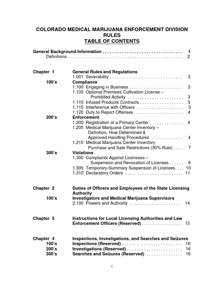 Colorado Medical Marijuana Enforcement Division Rules License Cannabis