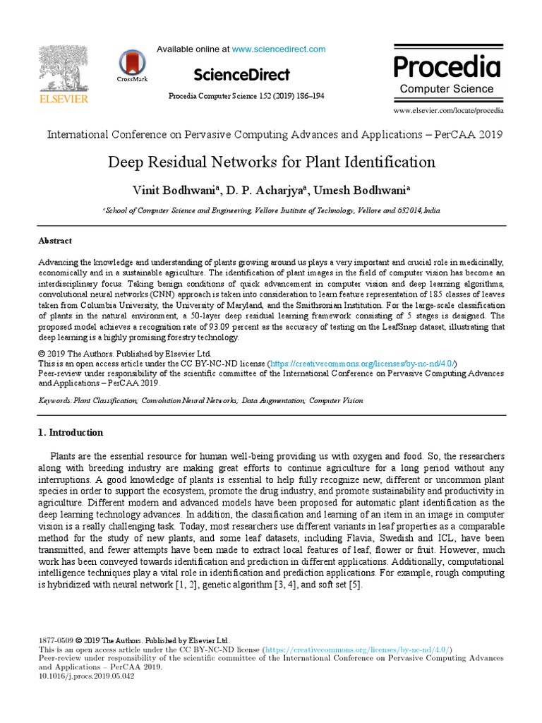 Deep Residual Networks For Plant Identification | PDF | Deep Learning ...