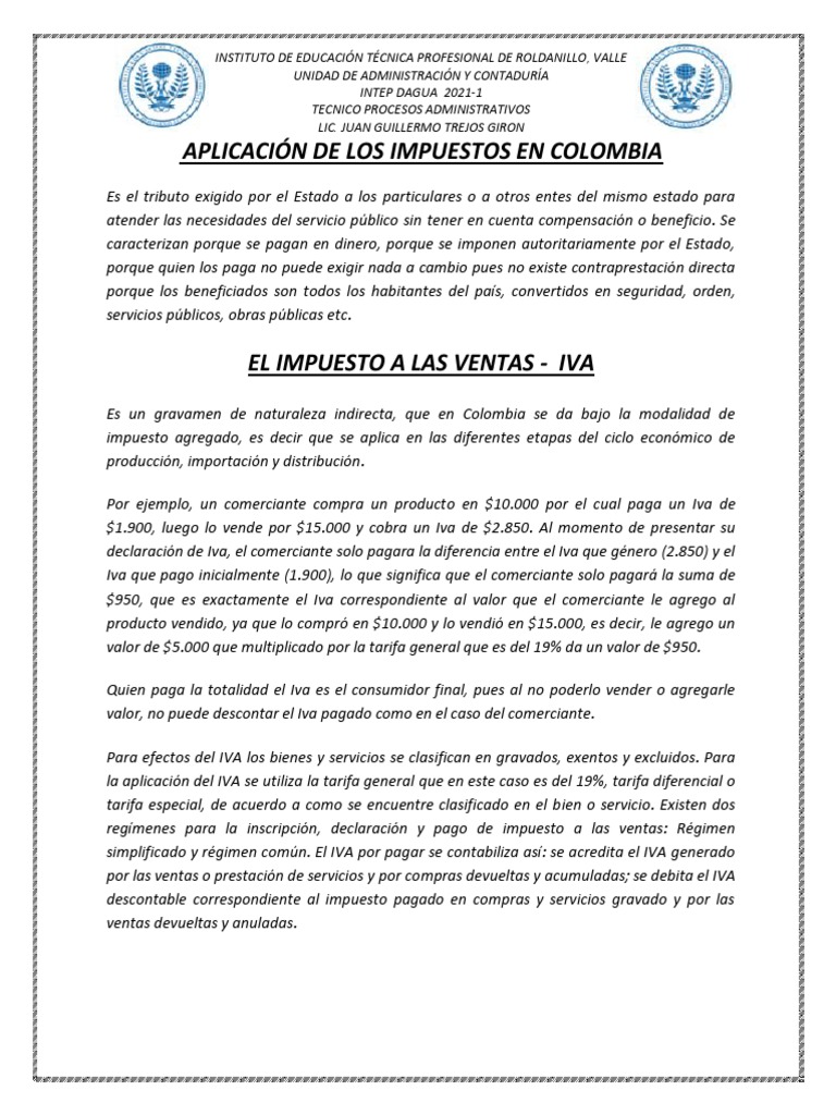 Impuestos y Retención en Colombia | PDF | Impuesto sobre la renta ...