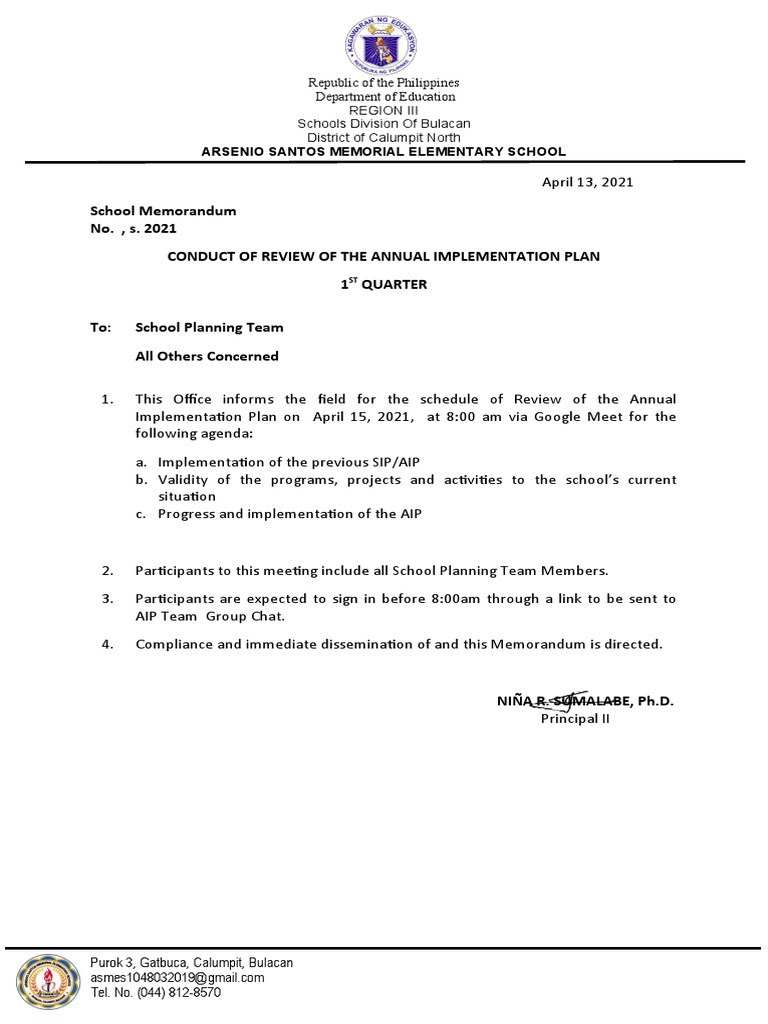 AIP Review Meeting Announcement | PDF